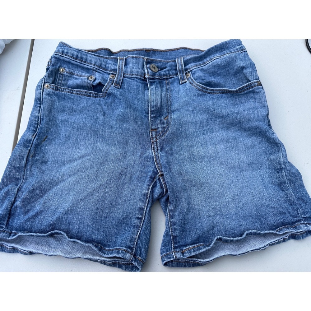 Levi Strauss Medium Wash Denim Rolled Hem Jean Shorts Womens Blue 28 Waist